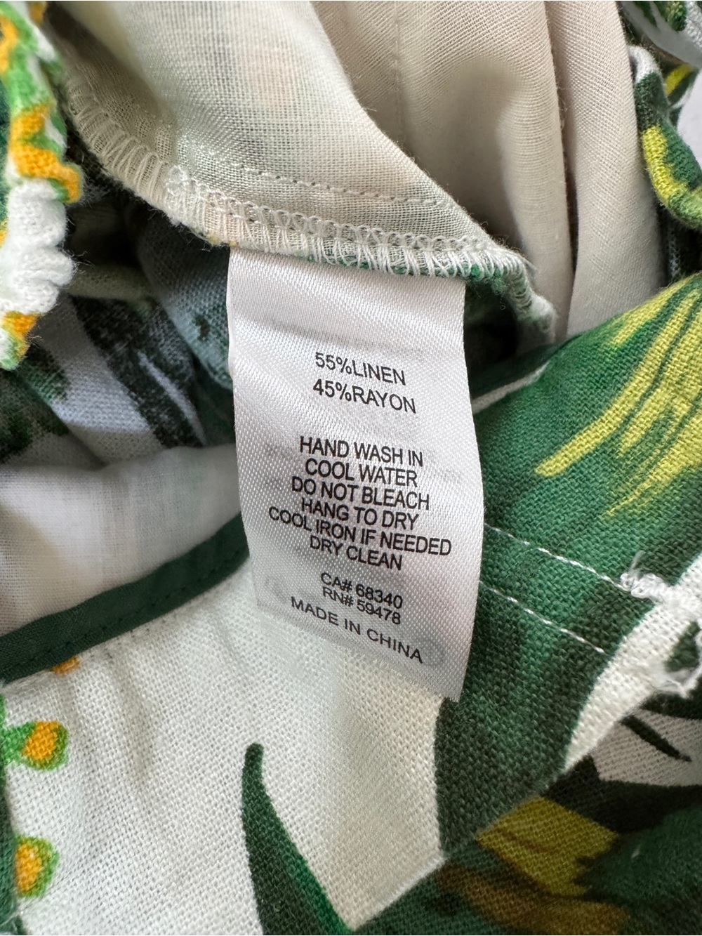 Joie Tropical Print Linen Blend Wide Leg Crop Pants Tie Waist Green White Size M - Picture 12 of 14